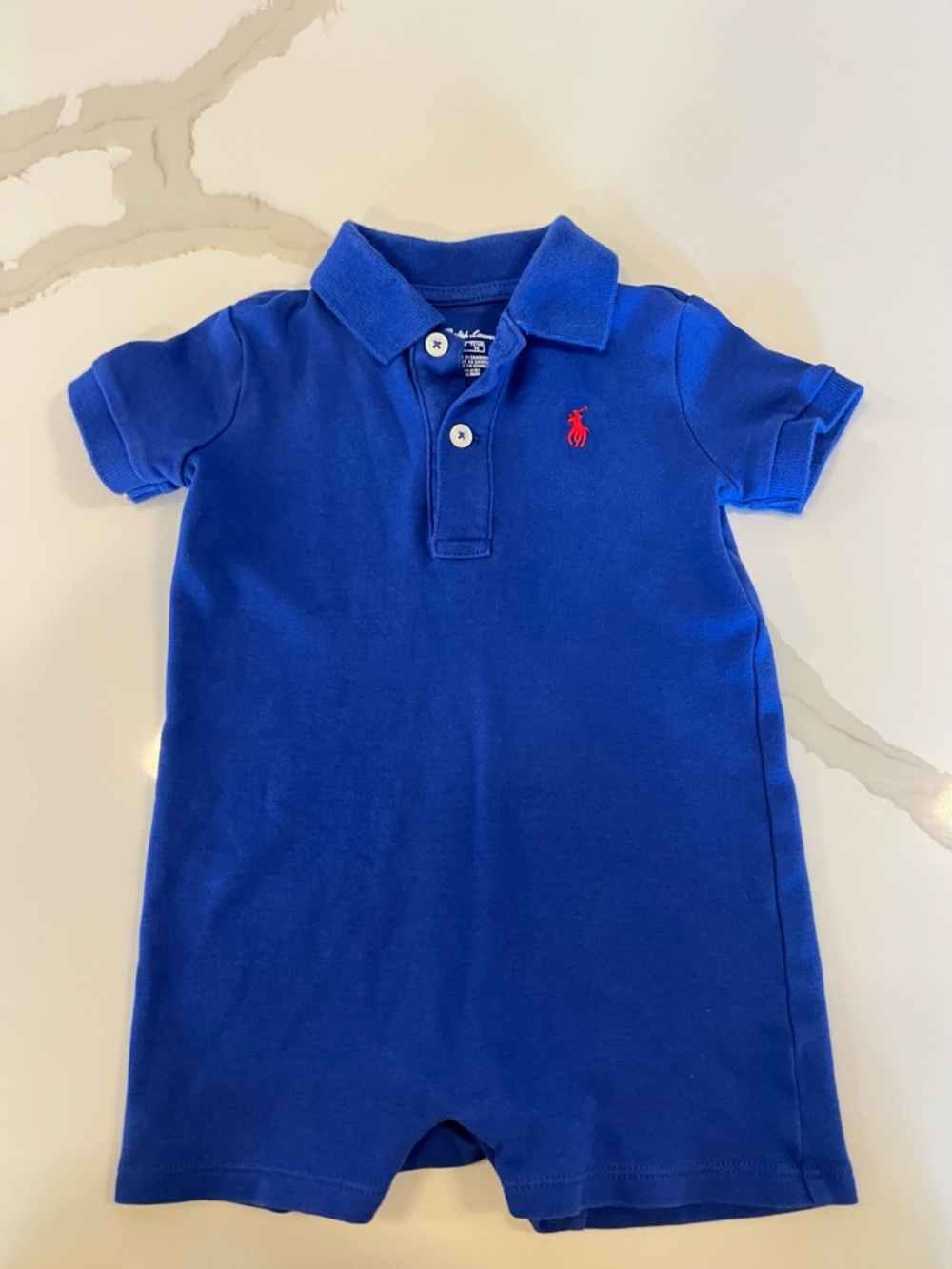 Blue Baby Polo Romper - Ralph Lauren - 9M